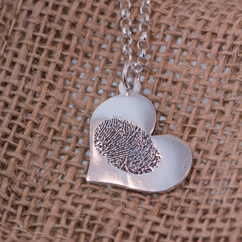 Personalized Fingerprint Sterling Silver Charm Necklace Personalized fingerprint sterling silver charm necklace