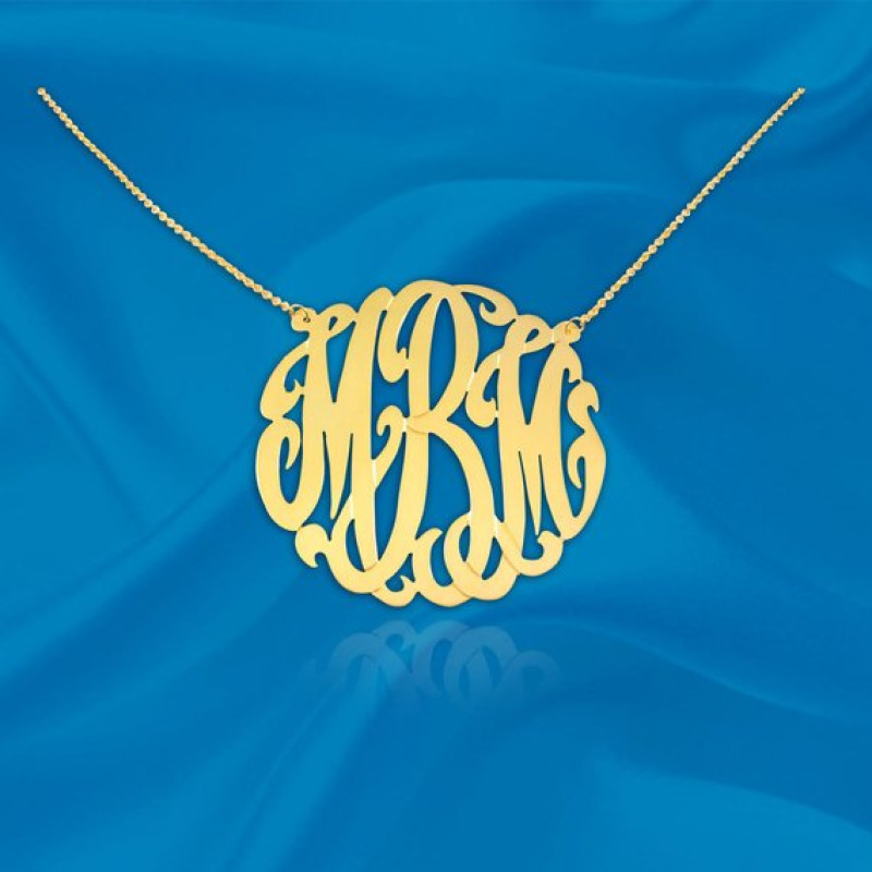 Large Three-Initial Monogram Necklace Large three-initial monogram necklace product view