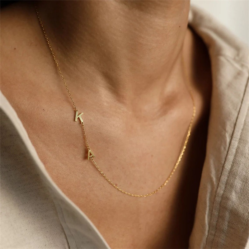 Personalized initials letter necklace product view