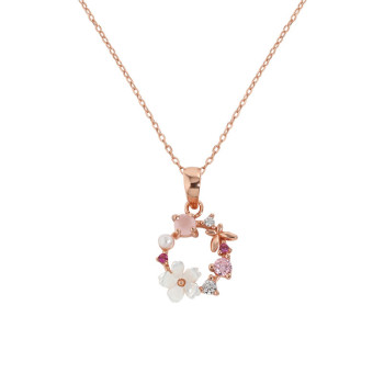 Rose Gold Flower Wreath Necklace Spring Flower Necklace Rose Gold Flower Wreath Necklace Spring Flower Necklace