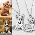 Custom pet photo engraved necklace in sterling silver