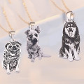 Custom pet photo engraved necklace in sterling silver