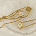 Personalised Gold Clover Bracelet with Monogram Initial Personalised gold-plated clover bracelet with mother-of-pearl pendant and monogram initial