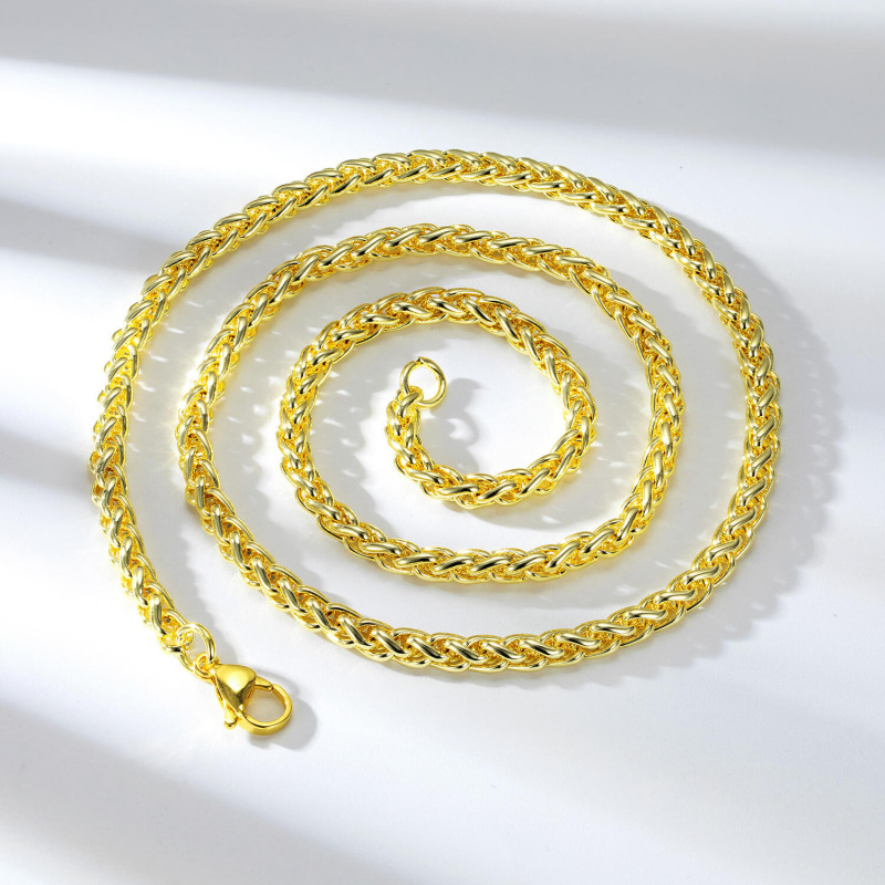 5mm Gold and Silver Wheat Chain Necklace 5mm gold and silver Wheat Chain Necklace with cubic zirconia details