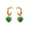 18ct Gold Plated Hoop Earrings with Malachite Heart Charm 18ct gold plated hoop earrings with malachite heart charm dangles