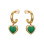 18ct Gold Plated Hoop Earring With Malachite Heart Charm Dangle Earrings