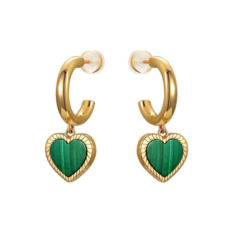 18ct Gold Plated Hoop Earrings with Malachite Heart Charm 18ct gold plated hoop earrings with malachite heart charm dangles