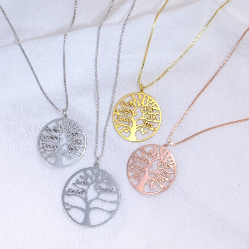 Personalized Family Tree Name Necklace with family names