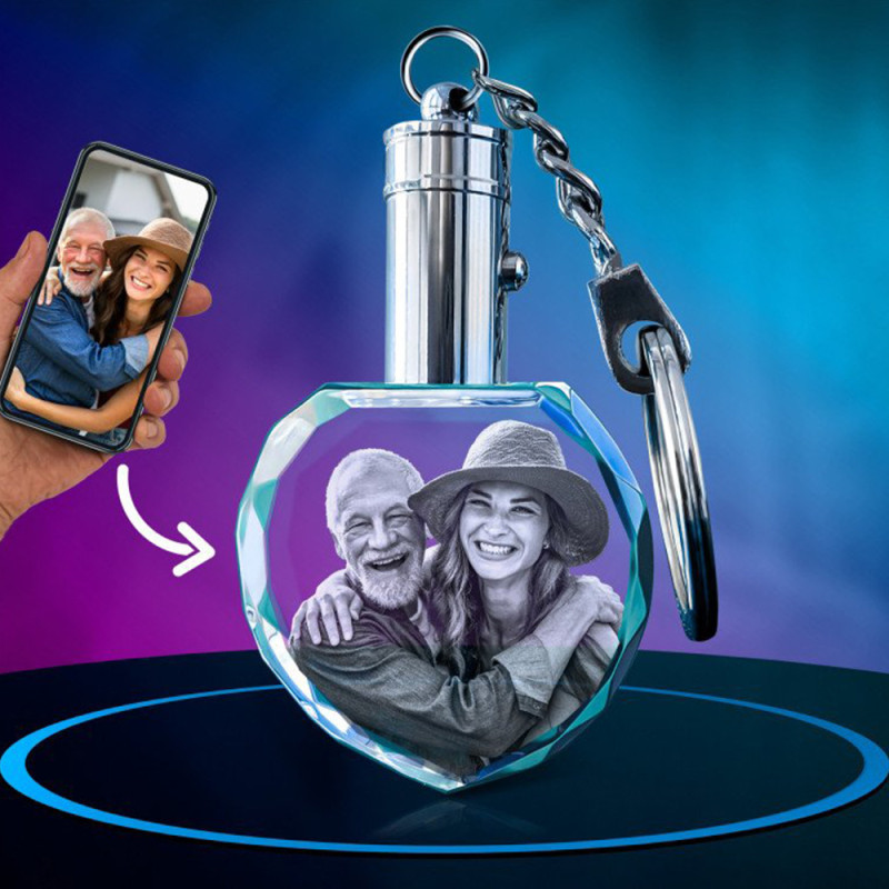 Crystal Photo Heart Pendant Key Chain Personalised crystal photo heart pendant key chain