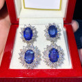 Princess Diana-inspired blue and white cubic zirconia dangle earrings