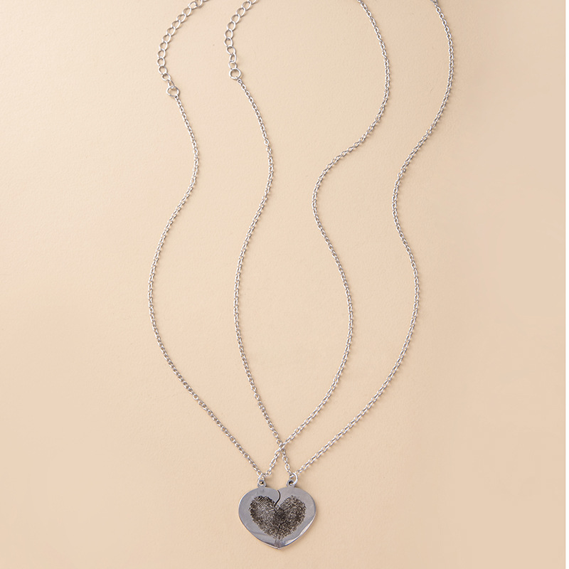 Fingerprint Breakable Heart Necklace in Sterling Silver Solid silver breakable heart necklace for fingerprint engraving