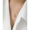 Rose gold flower wreath necklace with pink crystals and pearl