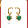 18ct Gold Plated Hoop Earrings with Malachite Heart Charm 18ct gold plated hoop earrings with malachite heart charm dangles