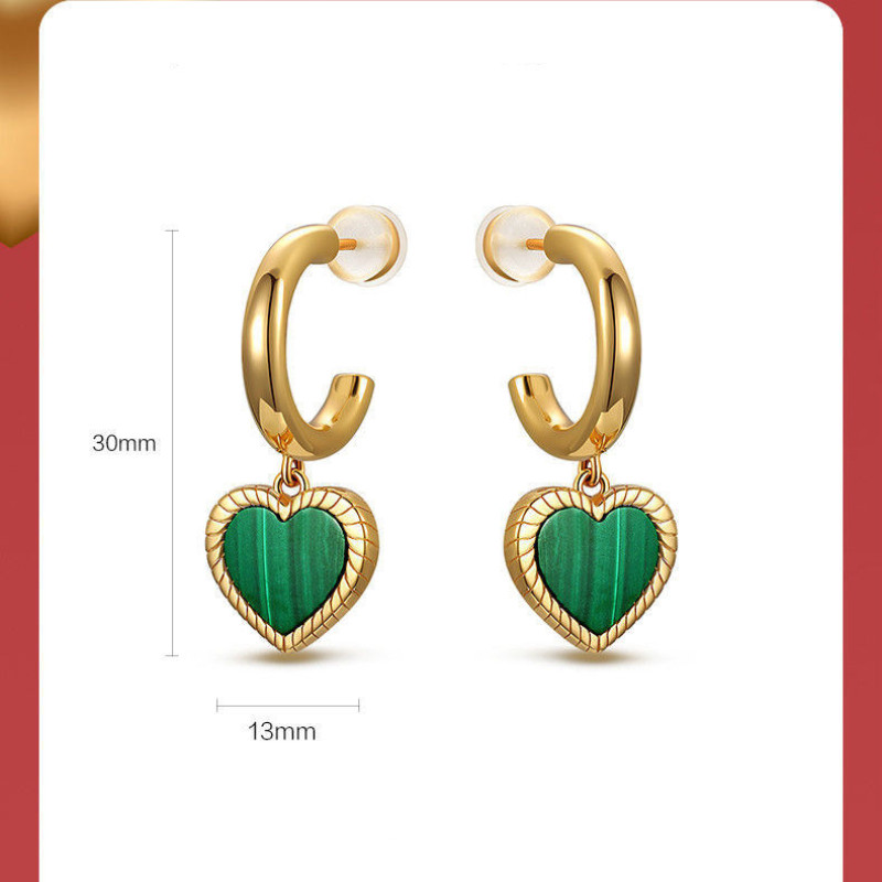 18ct Gold Plated Hoop Earrings with Malachite Heart Charm 18ct gold plated hoop earrings with malachite heart charm dangles