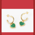 18ct Gold Plated Hoop Earrings with Malachite Heart Charm 18ct gold plated hoop earrings with malachite heart charm dangles