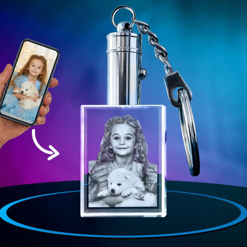 Personalised Crystal Photo Pendant Key Chain Personalised crystal photo rectangular pendant key chain
