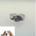 Personalized pet photo engraved sterling silver ring with chain