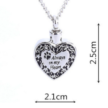 Pet Memorial Urn Pendant - Always in my Heart Pet Paw Cremation Necklace Pet Memorial Urn Pendant - Always in my Heart Pet Paw Cremation Necklace