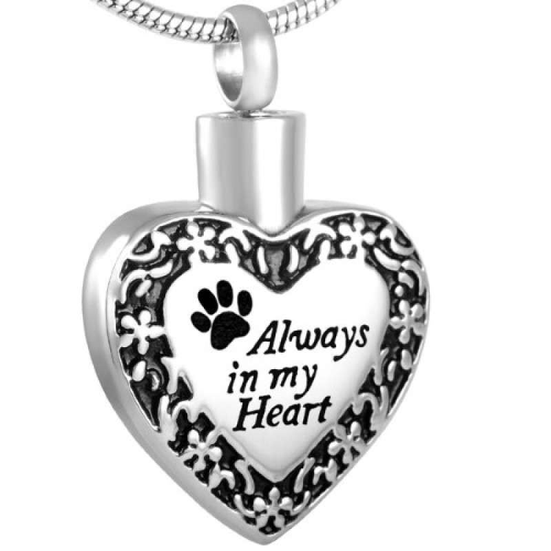 Pet paw memorial urn pendant for ashes keepsake