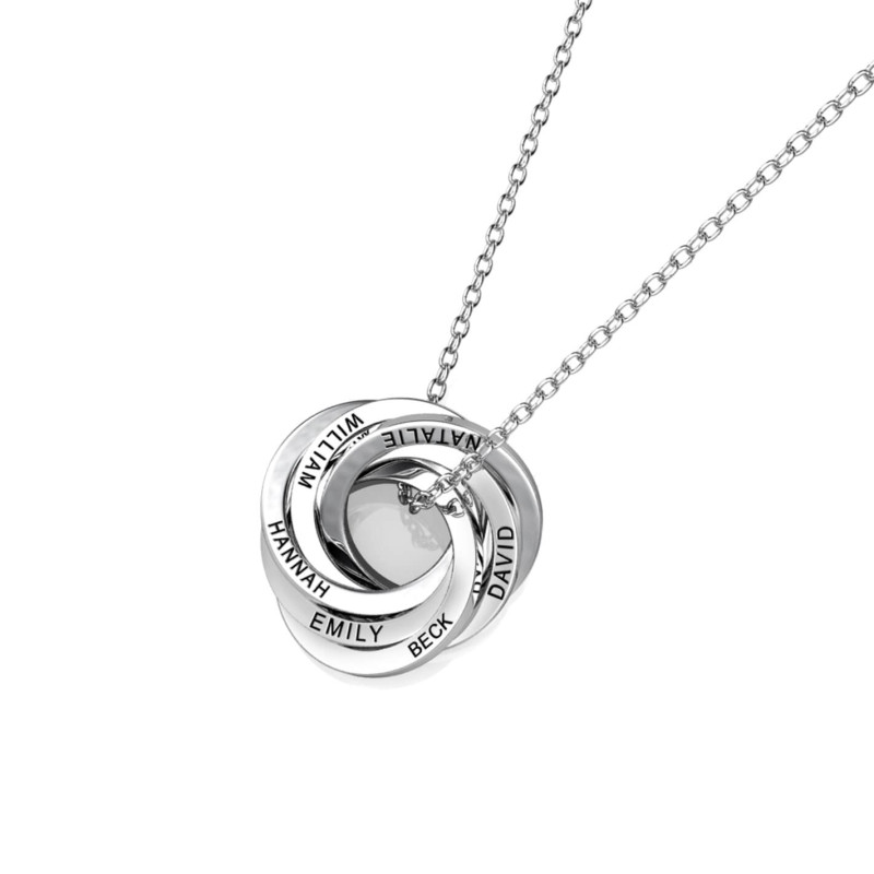 Six-Ring Russian Ring Necklace Rose gold six-ring Russian ring necklace