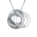 Three interlocking Russian ring necklace with hand-stamped wording