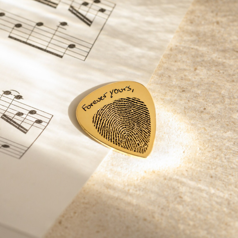 925 Sterling Silver Bespoke Fingerprint Guitar Pick Bespoke fingerprint guitar pick pendant with two-sided engraving