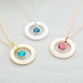 Family eternal ring and birthstone personalised necklace