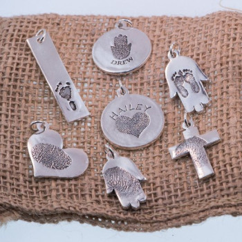 Personalized Custom Finger Print Sterling Silver Charm Necklace