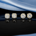 6mm Cubic Zirconia Halo Stud Earrings Round-square cubic zirconia halo stud earrings in a 6 mm design