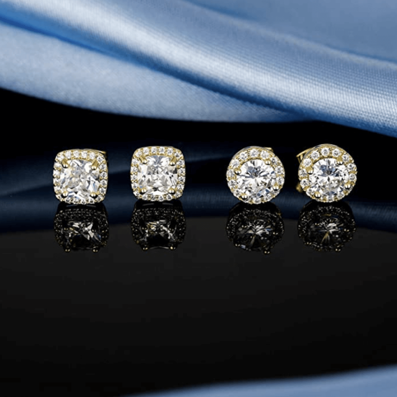 6mm Cubic Zirconia Halo Stud Earrings Round-square cubic zirconia halo stud earrings in a 6 mm design