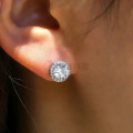 6mm Cubic Zirconia Halo Stud Earrings Round-square cubic zirconia halo stud earrings in a 6 mm design