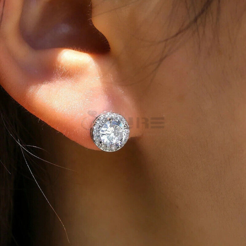 6mm Cubic Zirconia Halo Stud Earrings Round-square cubic zirconia halo stud earrings in a 6 mm design