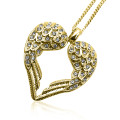 Personalised Angels Heart gold pendant with chain