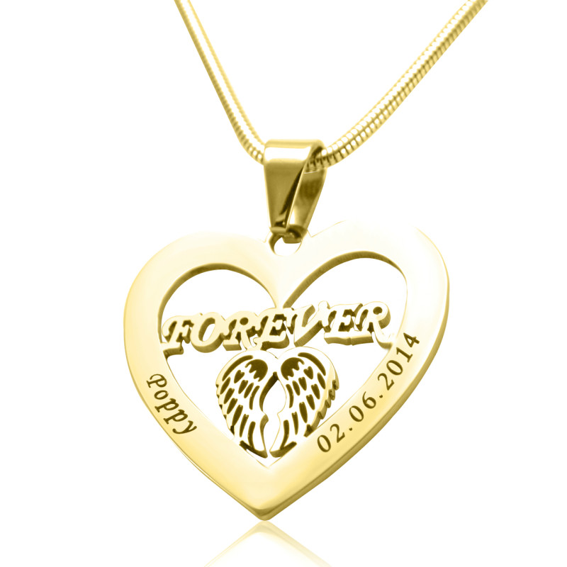Personalised Angel in My Heart Necklace - 18ct Gold Plated Personalised Angel in My Heart necklace in 18ct gold plated sterling silver