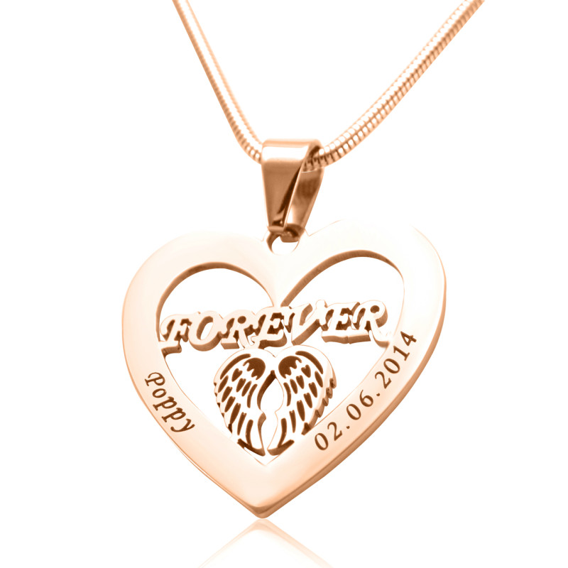 Personalised Angel in My Heart necklace in rose gold plated finish