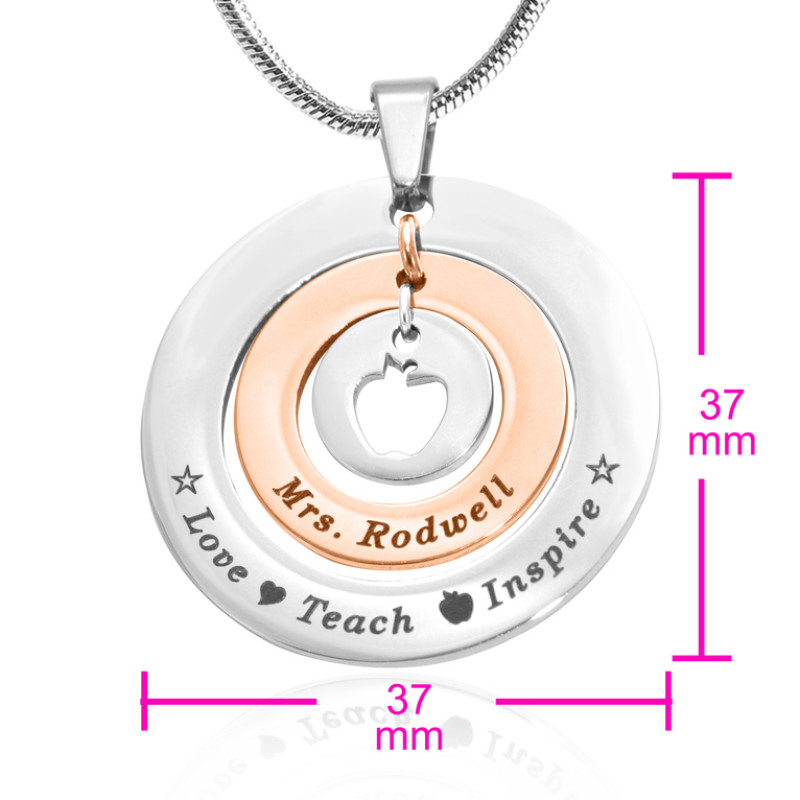 Measurement image of the Personalised Circles of Love teacher necklace