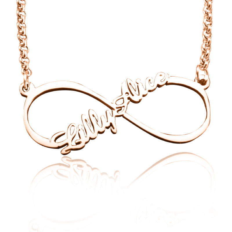 Rose gold plated personalised single infinity name necklace