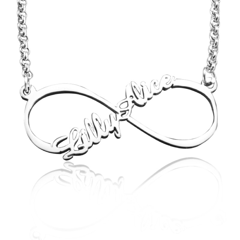 Silver Single Infinity Name Necklace Silver personalised single infinity name necklace