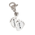 Silver Personalised Feet Charm with Clasp Silver personalised feet charm with clasp