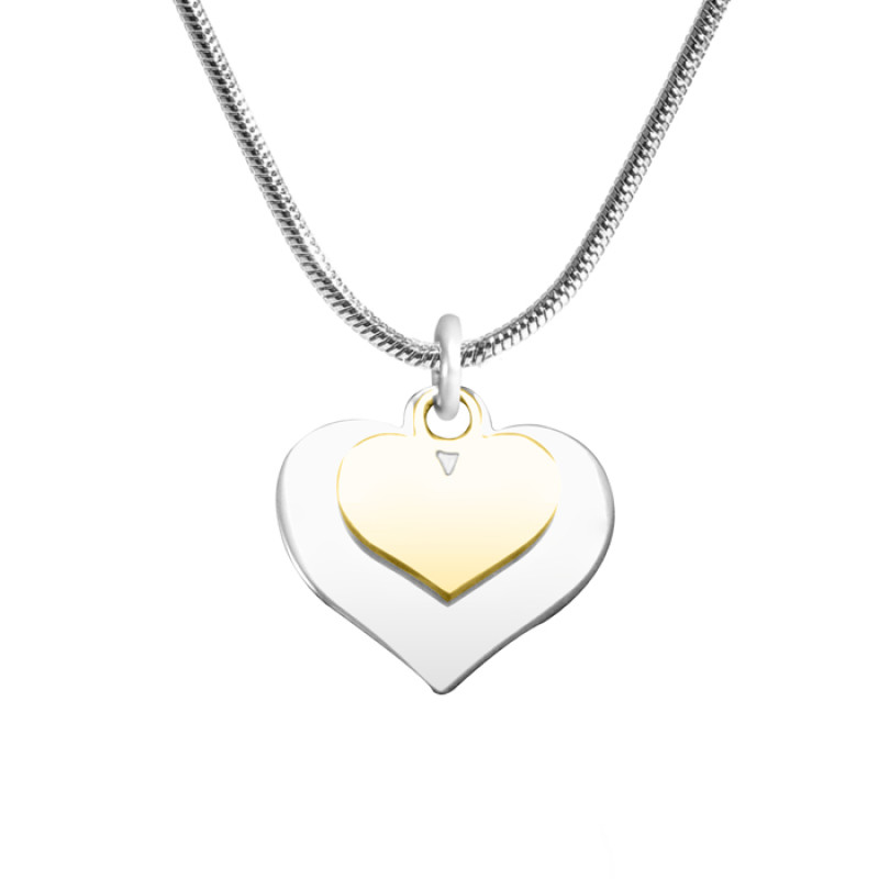 Personalised Double Heart Necklace - Gold and Silver Personalised double heart necklace in gold and silver tones