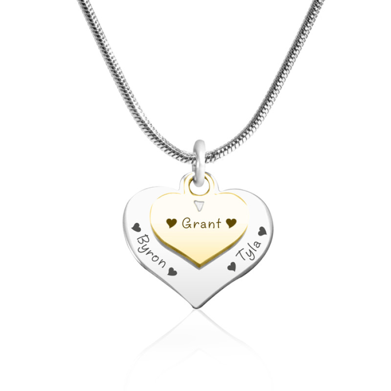 Personalised Double Heart Necklace - Gold and Silver Personalised double heart necklace in gold and silver tones