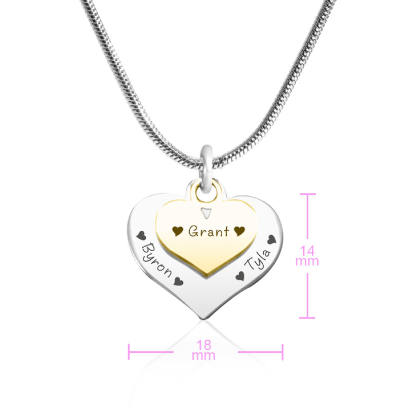 Personalised Double Heart Necklace Close View Close view of the personalised double heart necklace