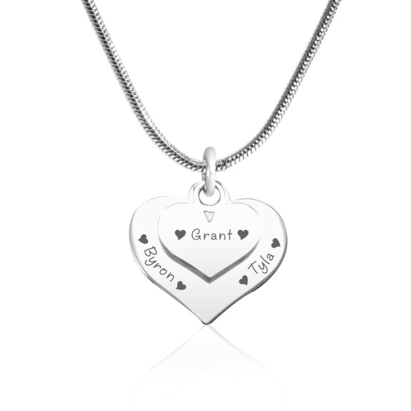 Personalised Double Heart Necklace in Silver Personalised double heart necklace in silver