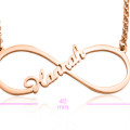 Size reference image for the rose gold infinity name necklace