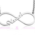 Single Infinity Name Necklace Size View Size view of a silver personalised single infinity name necklace