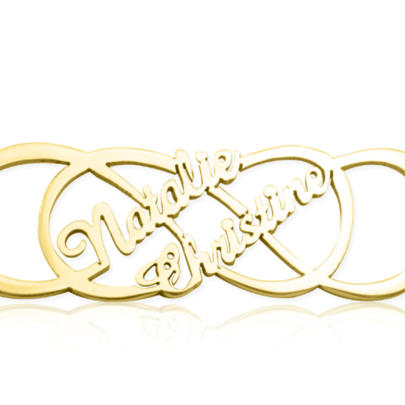 Personalised Infinity x Infinity Name Necklace Personalised Infinity x Infinity Name Necklace in 18ct gold plated sterling silver