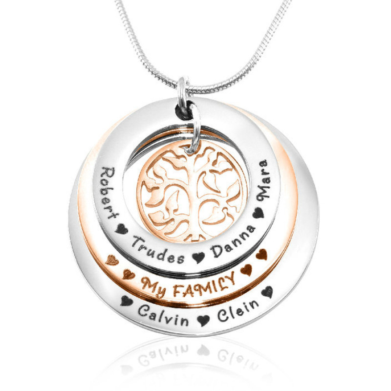Personalised Family Triple Love two-tone jewellery