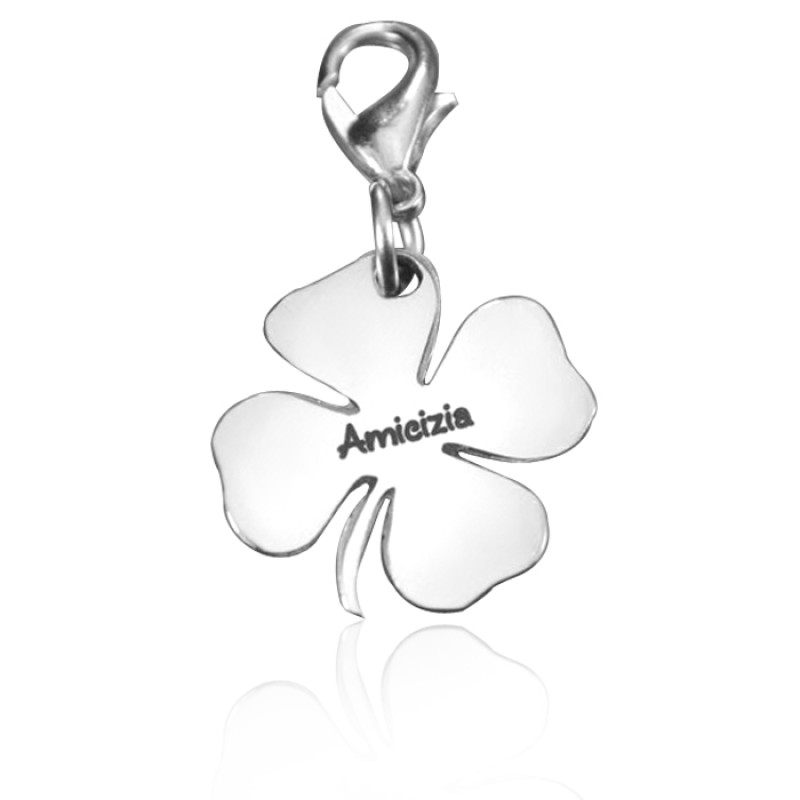 Silver four leaf clover charm