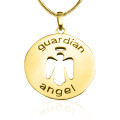 Personalised guardian angel pendant necklace in gold finish