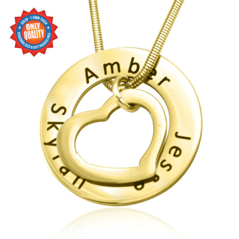 Personalised Heart Washer Necklace Personalised gold heart washer necklace